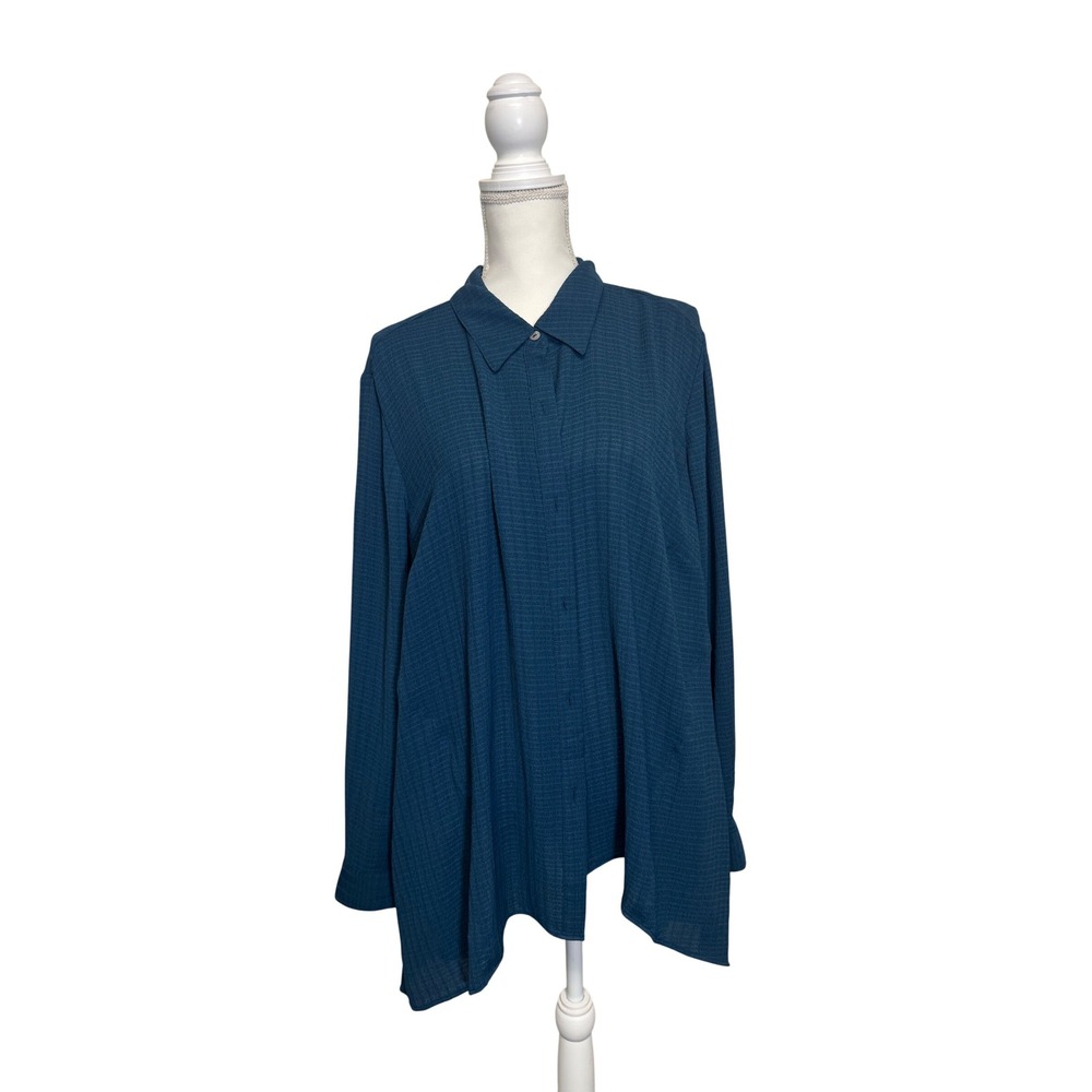 LOGO Women's XL Dark‎ Blue Long Sleeve Button Down Shirt
